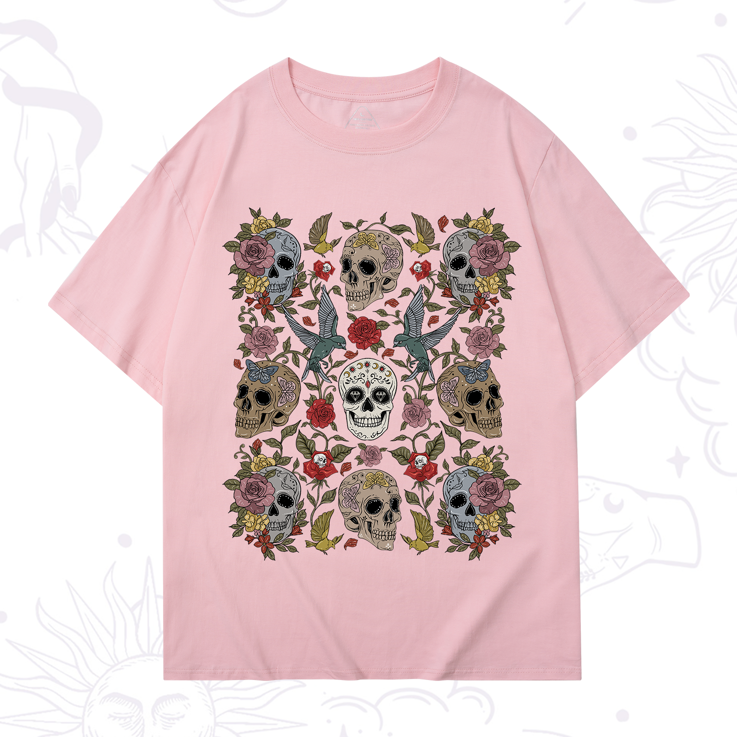 Purplehecate Skull Floral T-Shirt