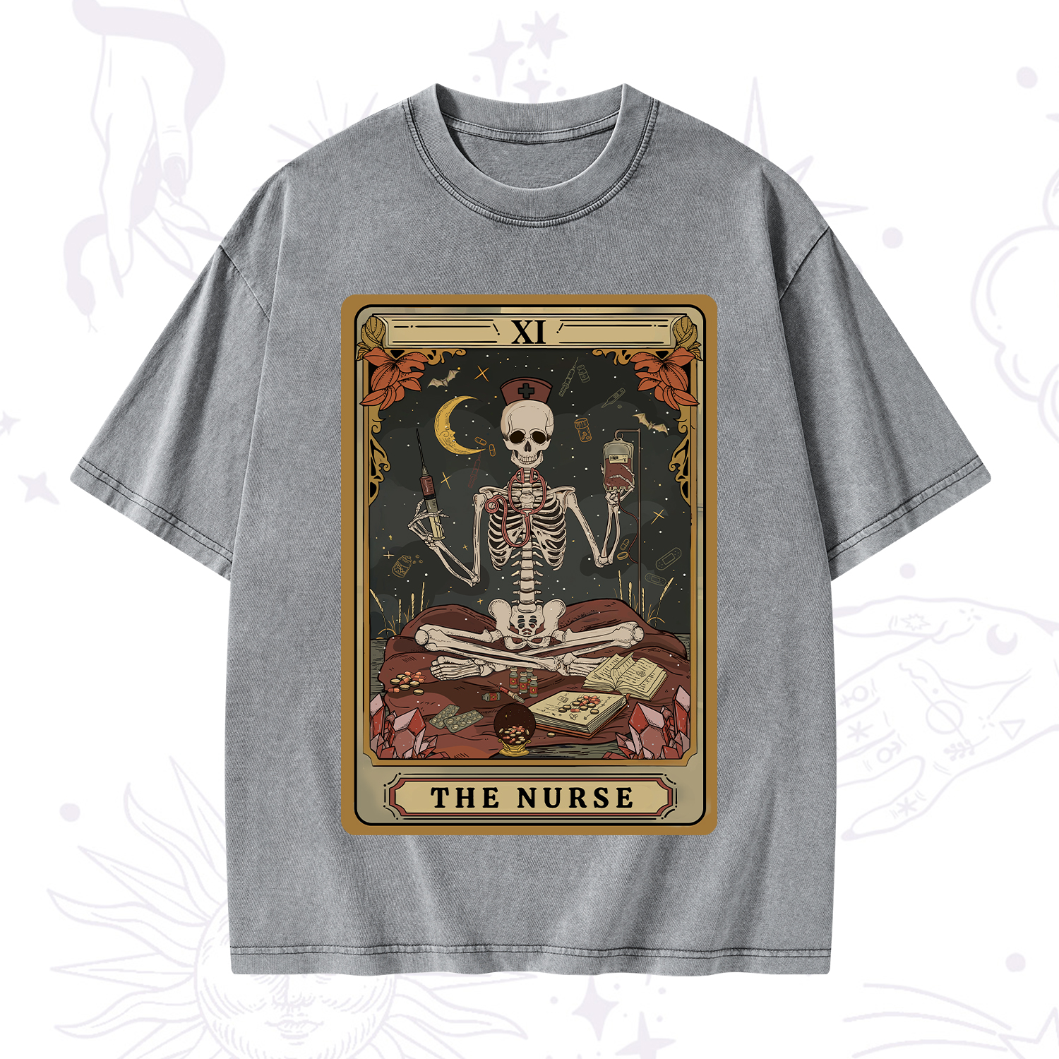 Purplehecate The Nurse Tarot Washed T-Shirt