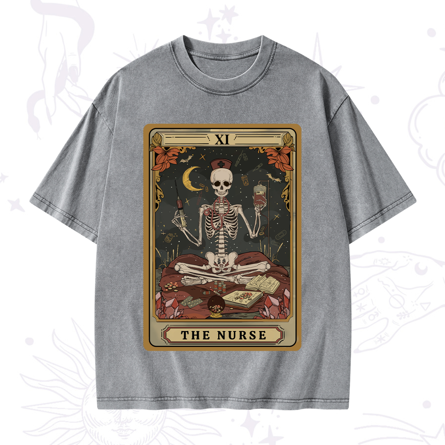 Purplehecate The Nurse Tarot Washed T-Shirt