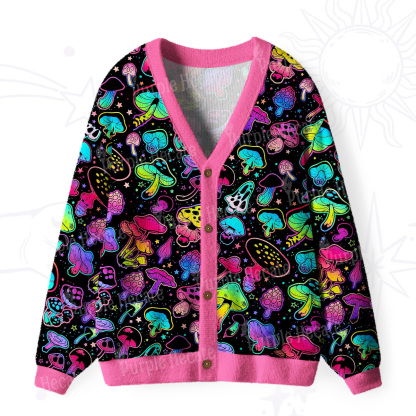 Purplehecate Psychedelic Mushroom Rave Ugly Cardigan Sweaters