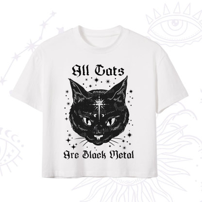 Purplehecate All Cats Are Black Metal Crop T-Shirt