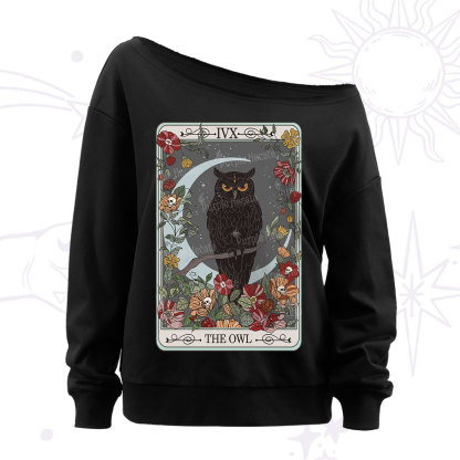 Purplehecate The Owl Tarot Off The Shoulder Sweatshirt