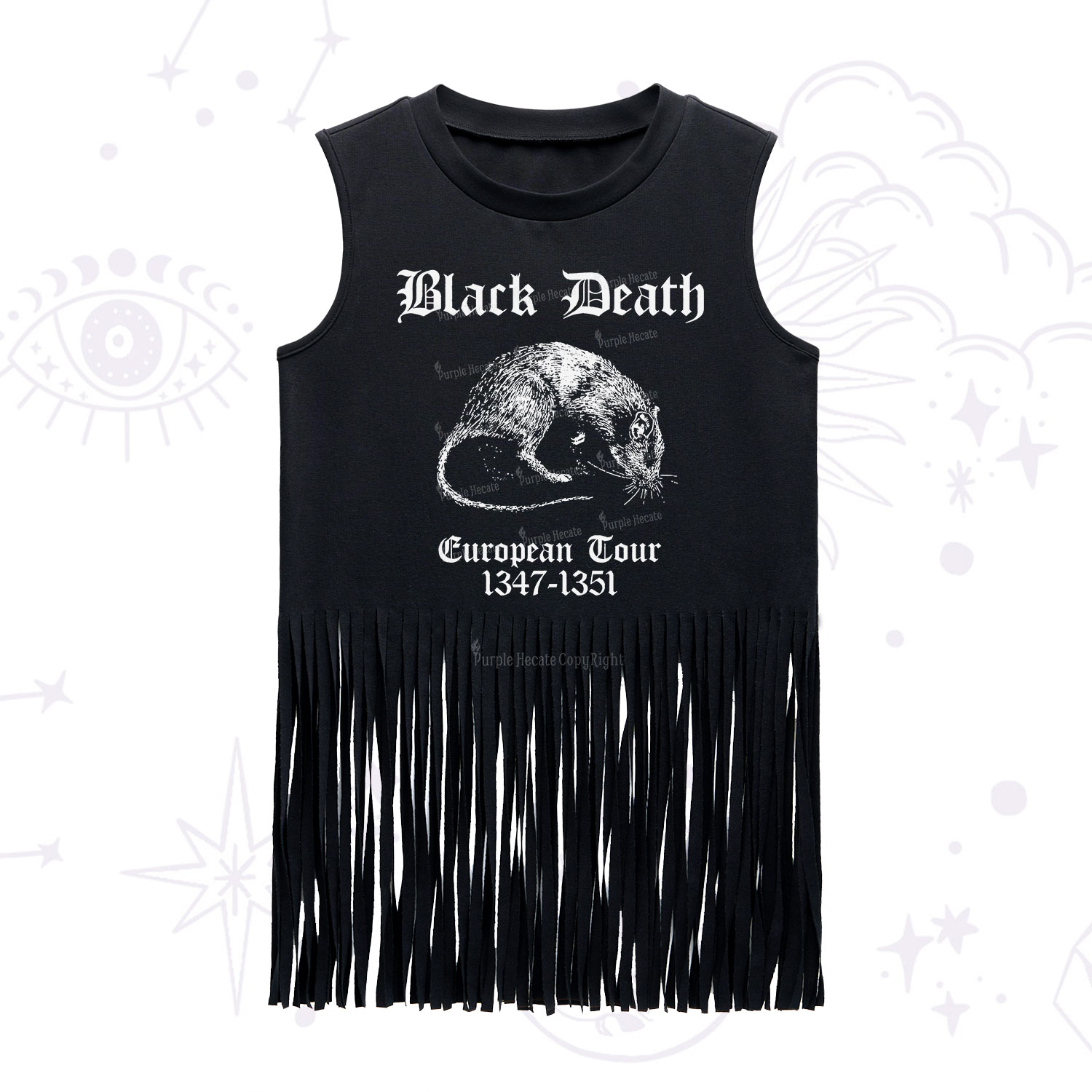 Purplehecate Black Death European Tour Fringe Tank Top