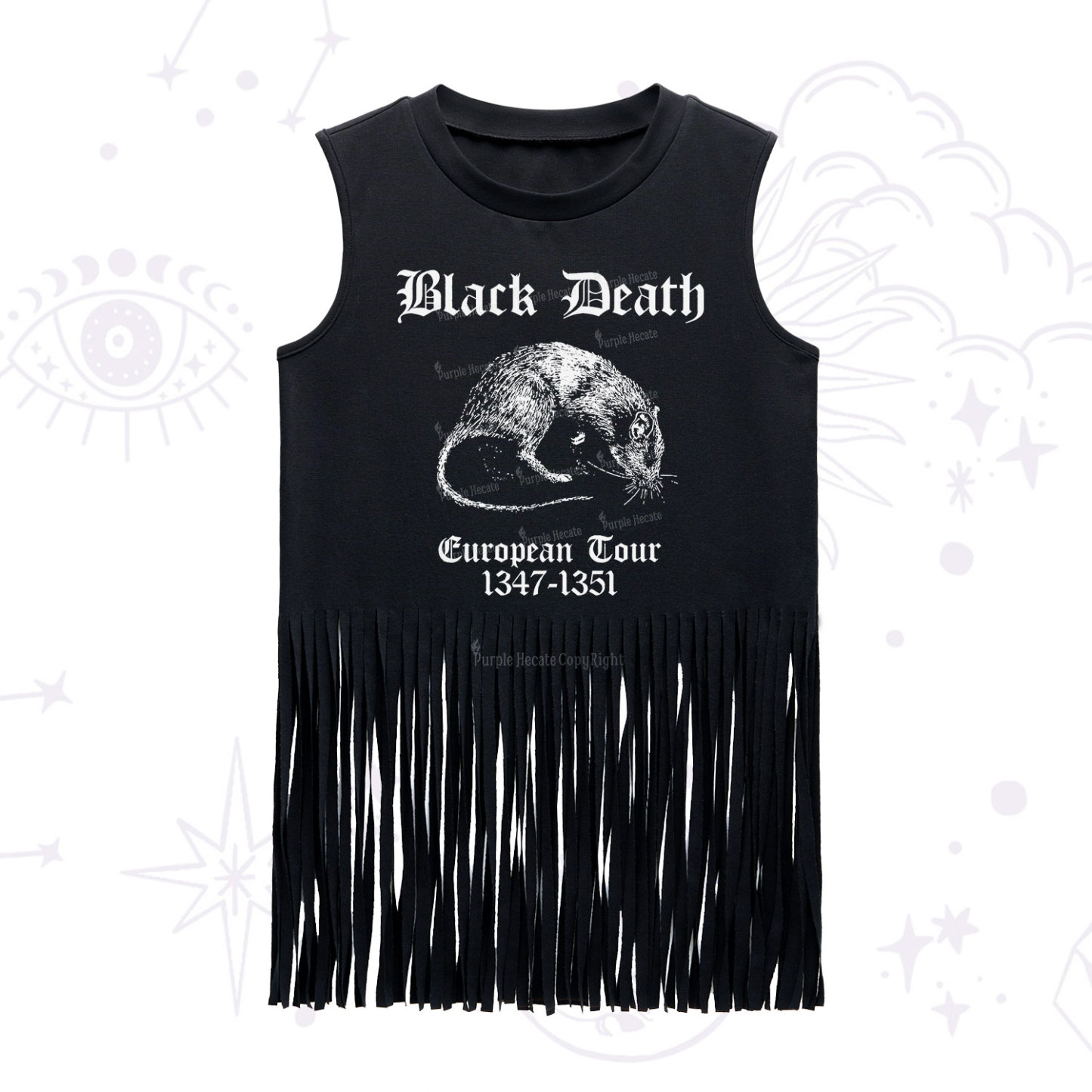 Purplehecate Black Death European Tour Fringe Tank Top