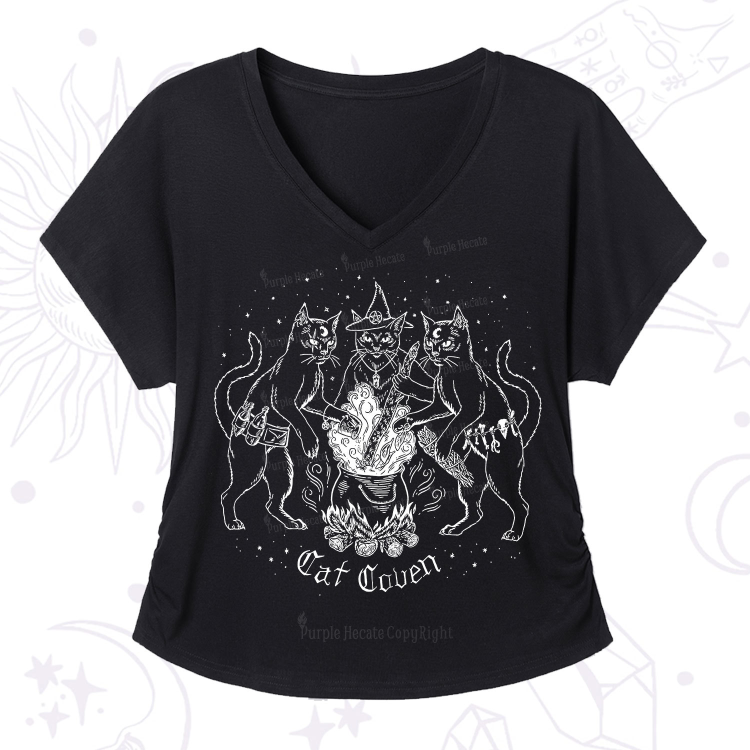Purplehecate Cat Coven V-Neck T-Shirt