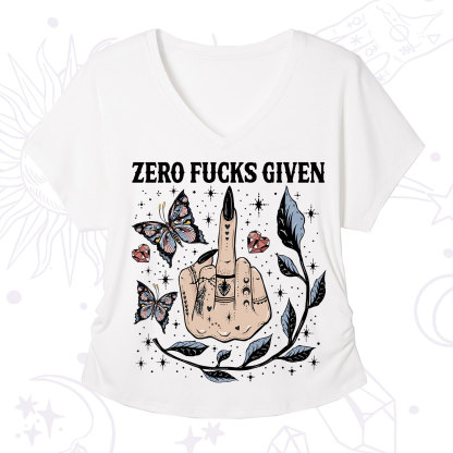 Purplehecate Zero Fucks Given V-Neck T-Shirt