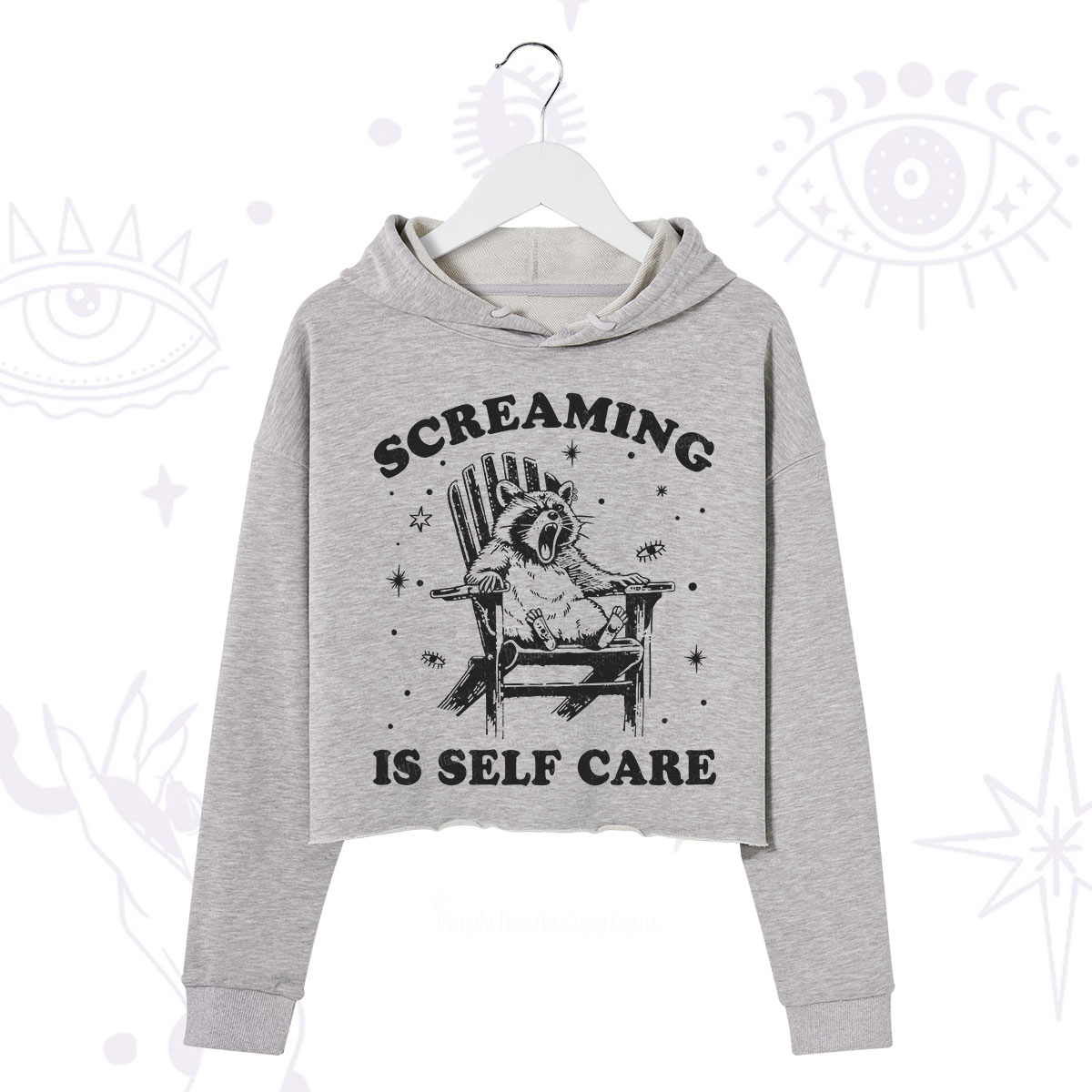 Purplehecate Screaming is Self Care Crop Hoodie