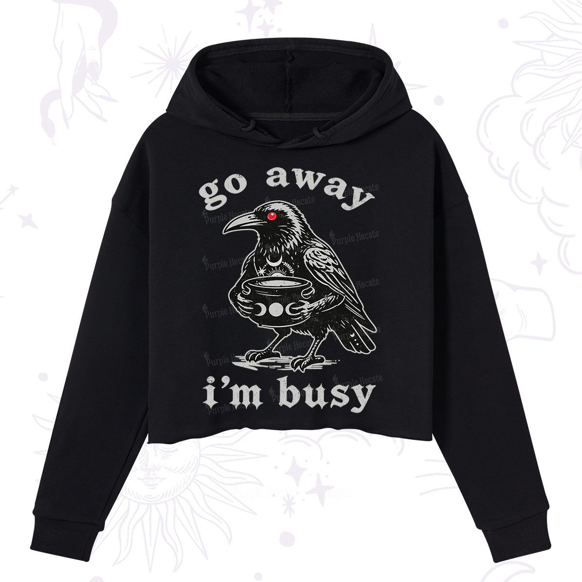 Purplehecate Go Away I'm Busy Crop Hoodie