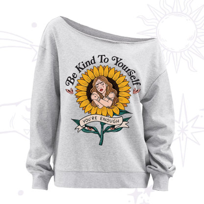 Purplehecate Be Kind To Yourself Off The Shoulder Sweatshirt