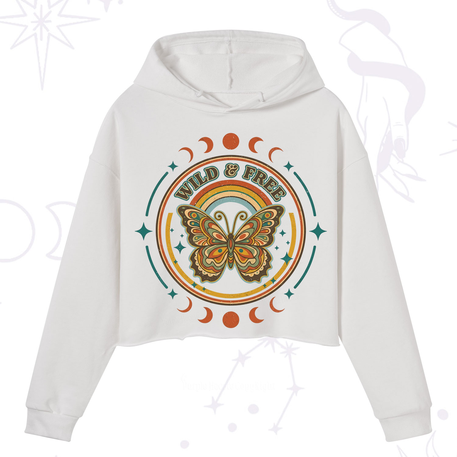 Purplehecate Wild And Free Butterfly Crop Hoodie
