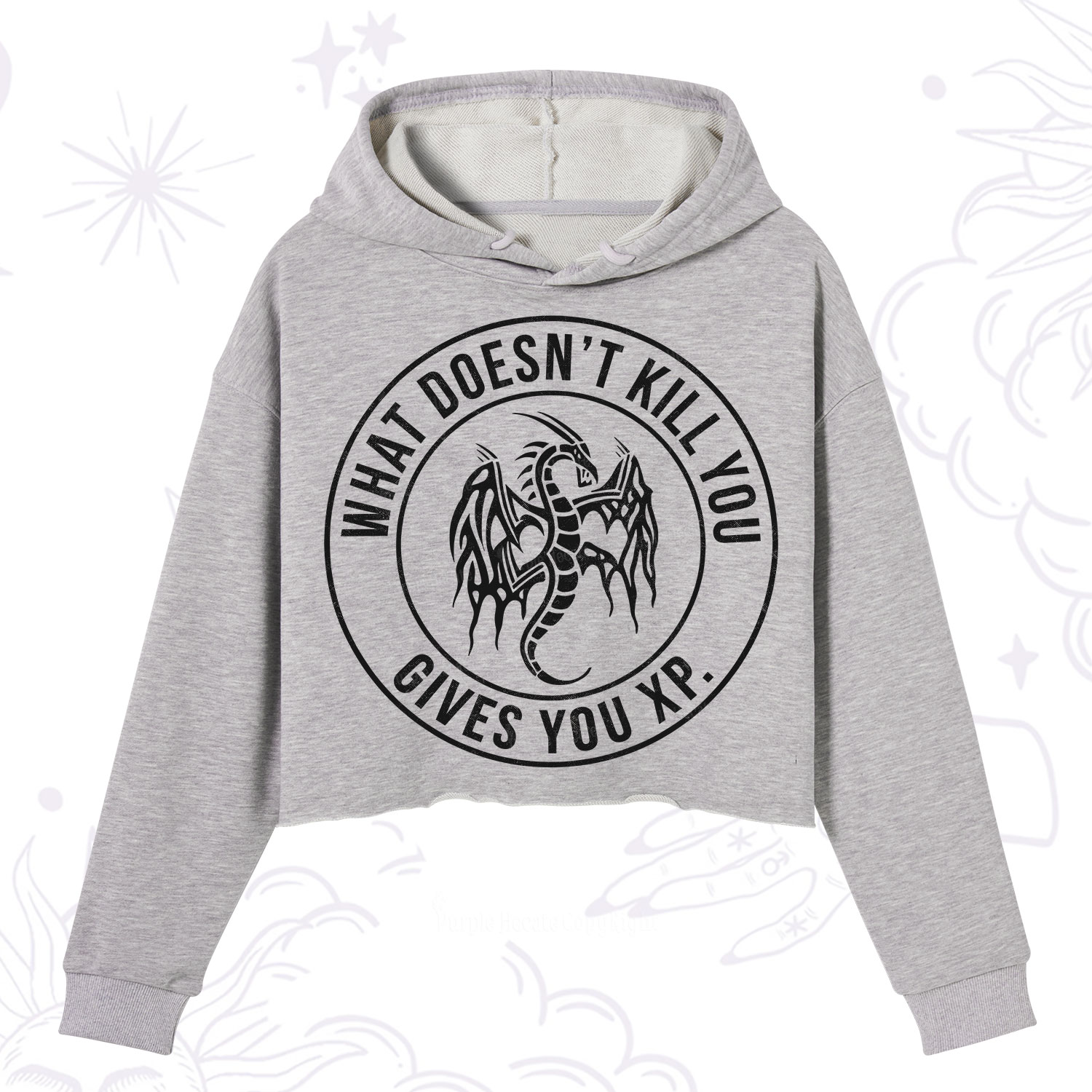 Purplehecate What Doesn't Kill You Gives You XP Crop Hoodie