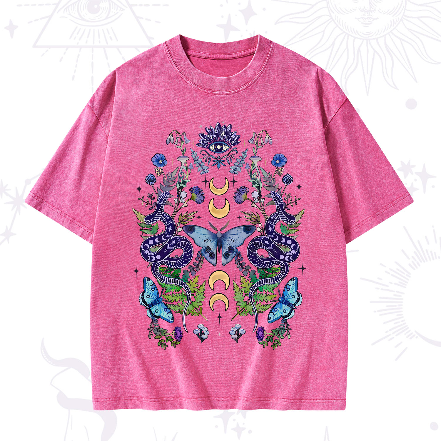Purplehecate Moon Moth Witchery Washed T-Shirt