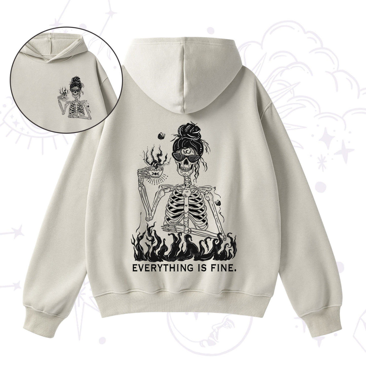 Purplehecate Everything Is Fine Fleece Hoodie Suit