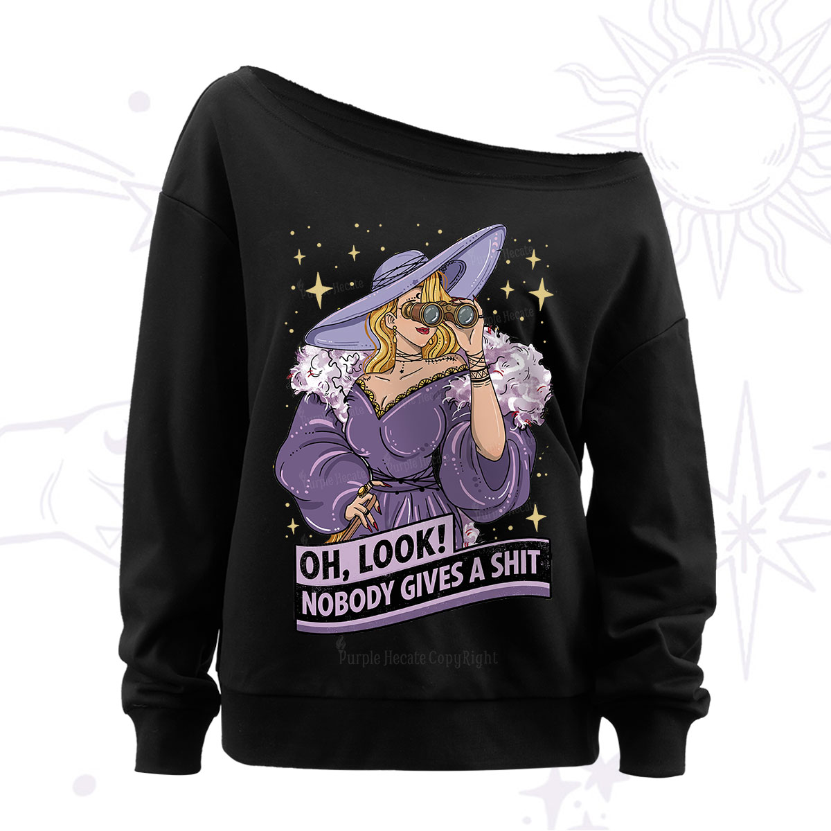 Purplehecate Oh Look Nobody Gives a Shit Off The Shoulder Sweatshirt