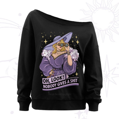 Purplehecate Oh Look Nobody Gives a Shit Off The Shoulder Sweatshirt