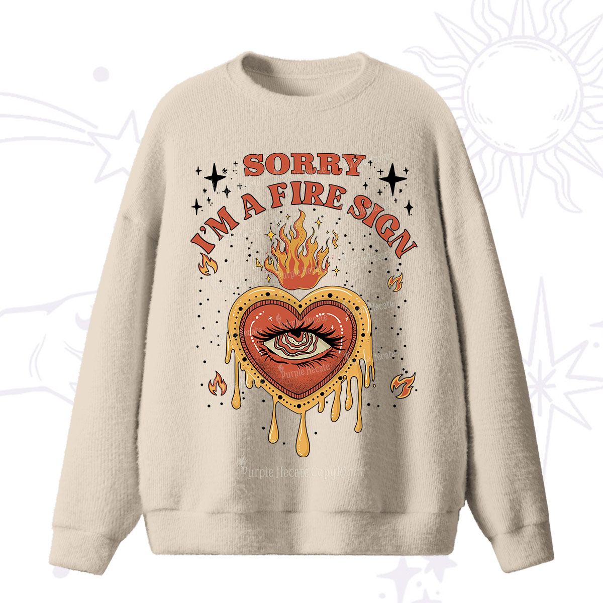 Purplehecate Sorry I'm A Fire Sign Fuzzy Ugly Sweater
