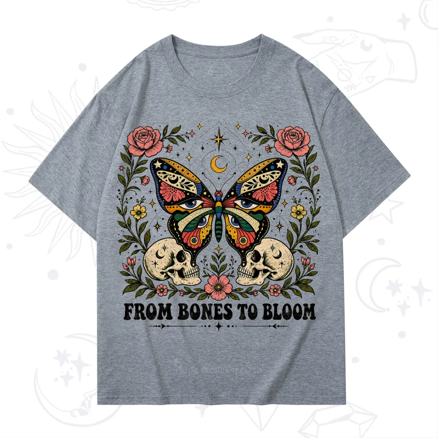 Purplehecate From Bones to Bloom Butterfly T-Shirt