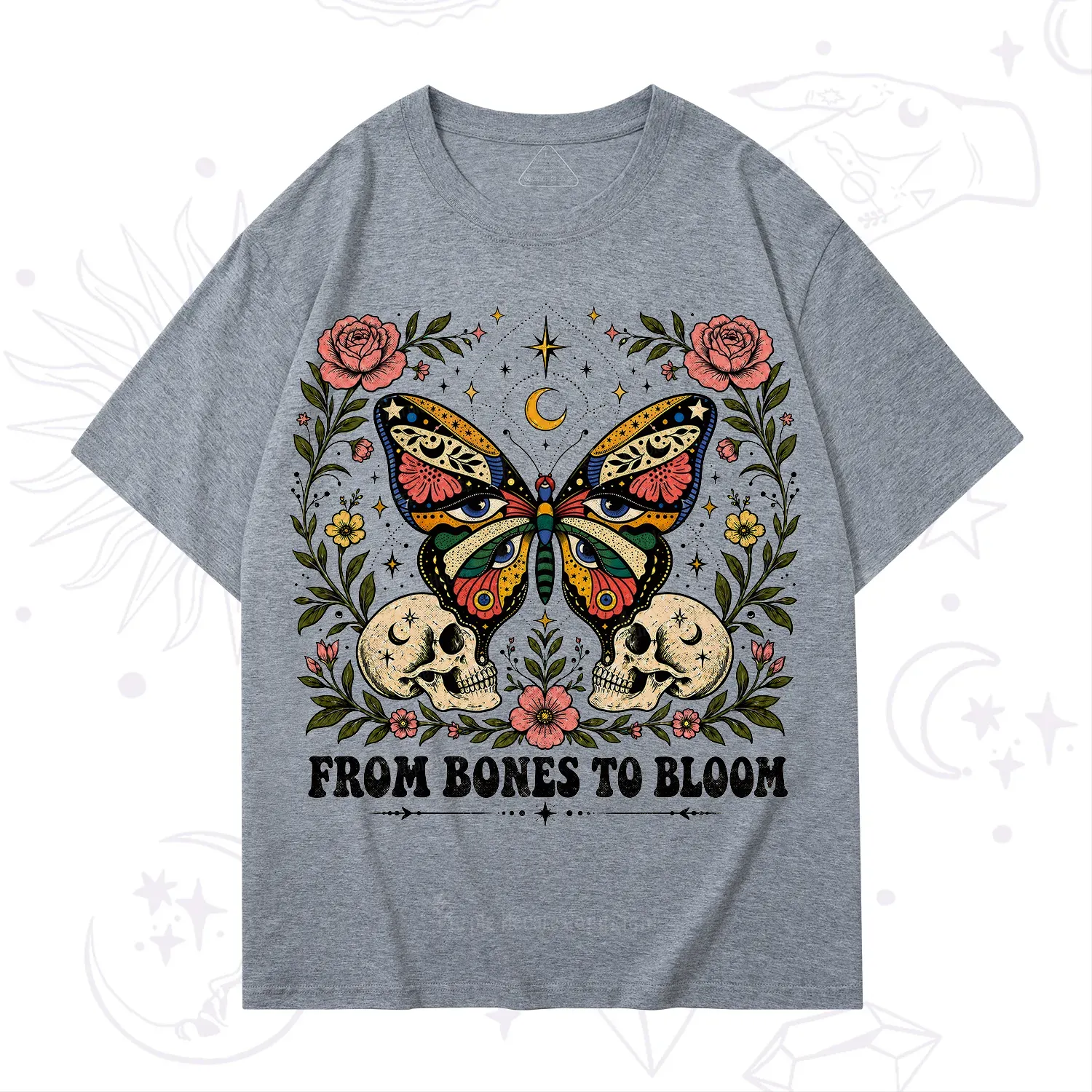 Purplehecate From Bones to Bloom Butterfly T-Shirt