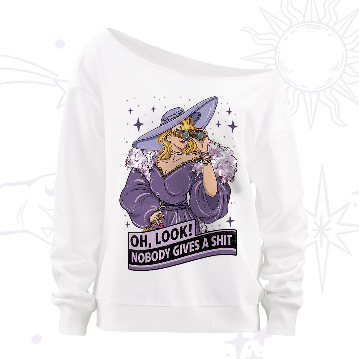 Purplehecate Oh Look Nobody Gives a Shit Off The Shoulder Sweatshirt