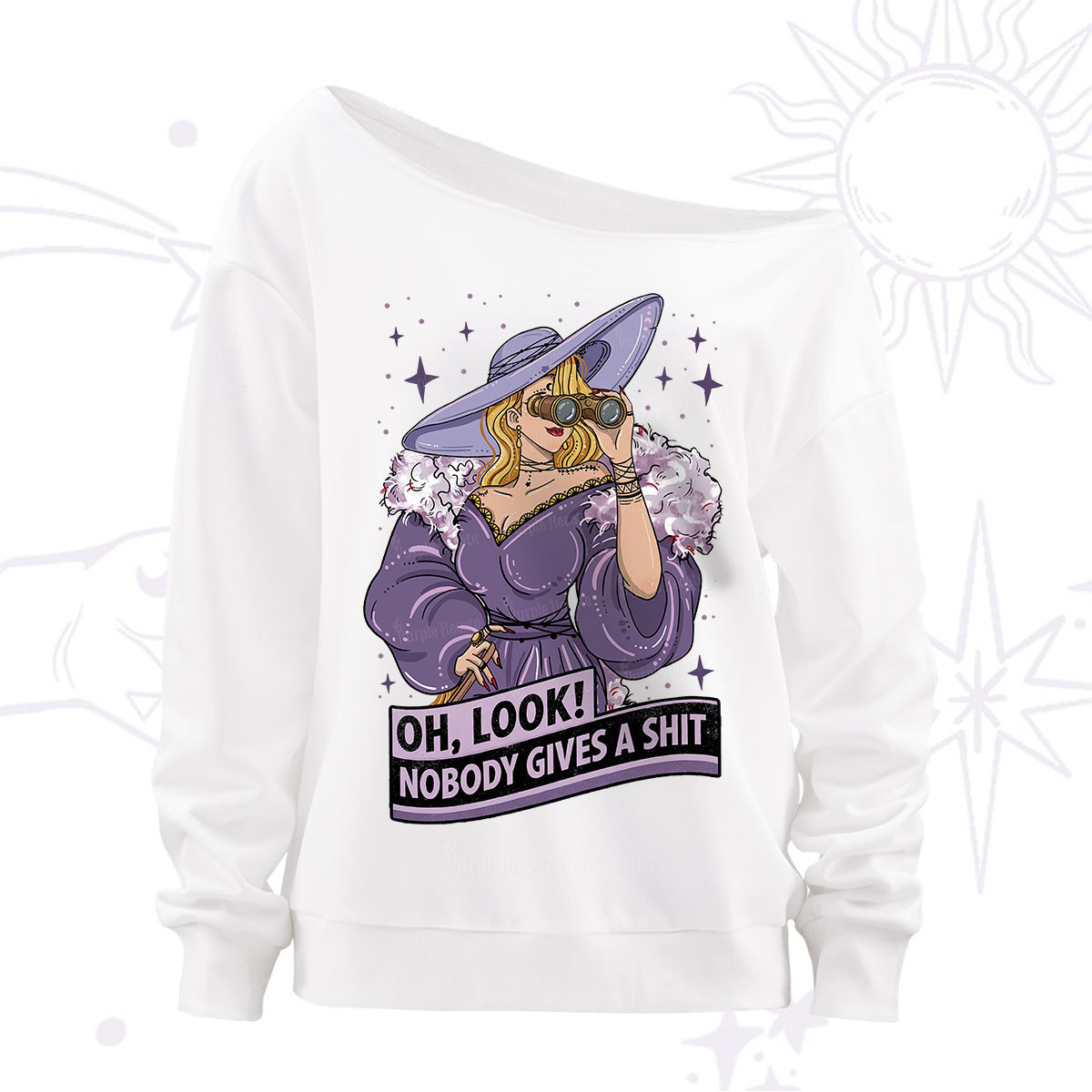 Purplehecate Oh Look Nobody Gives a Shit Off The Shoulder Sweatshirt
