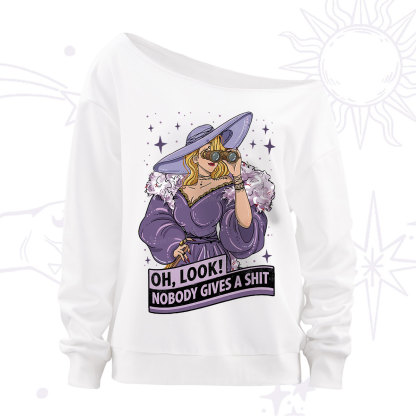 Purplehecate Oh Look Nobody Gives a Shit Off The Shoulder Sweatshirt