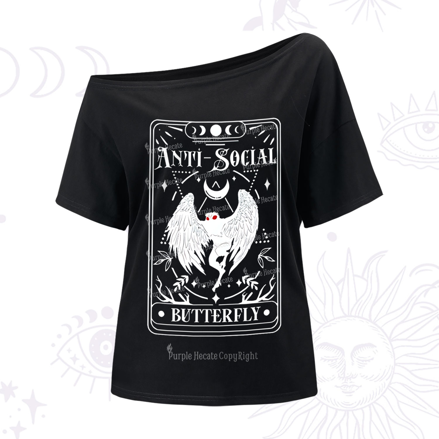 Purplehecate The Antisocial Butterfly Oracle Card One Shoulder T-Shirt