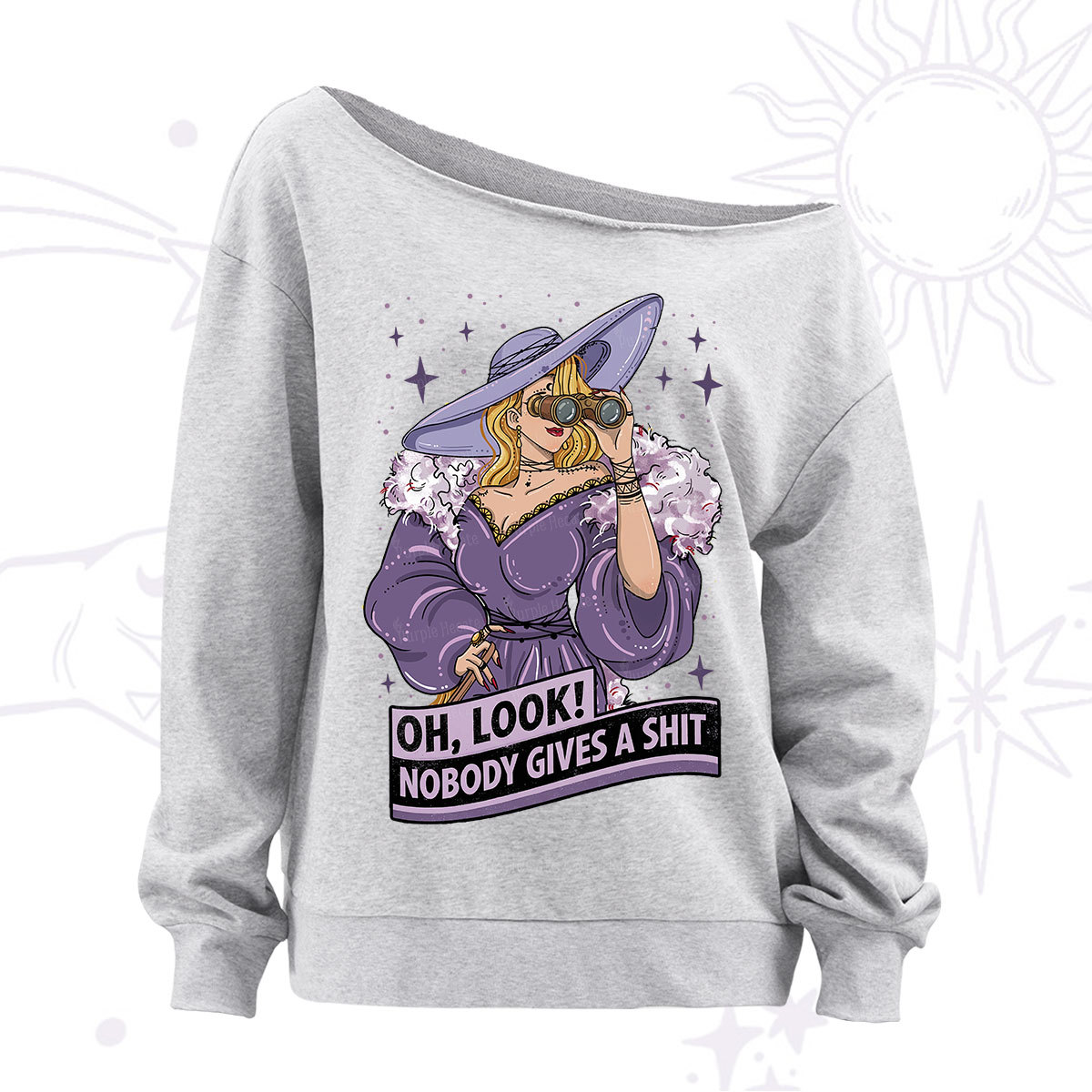 Purplehecate Oh Look Nobody Gives a Shit Off The Shoulder Sweatshirt