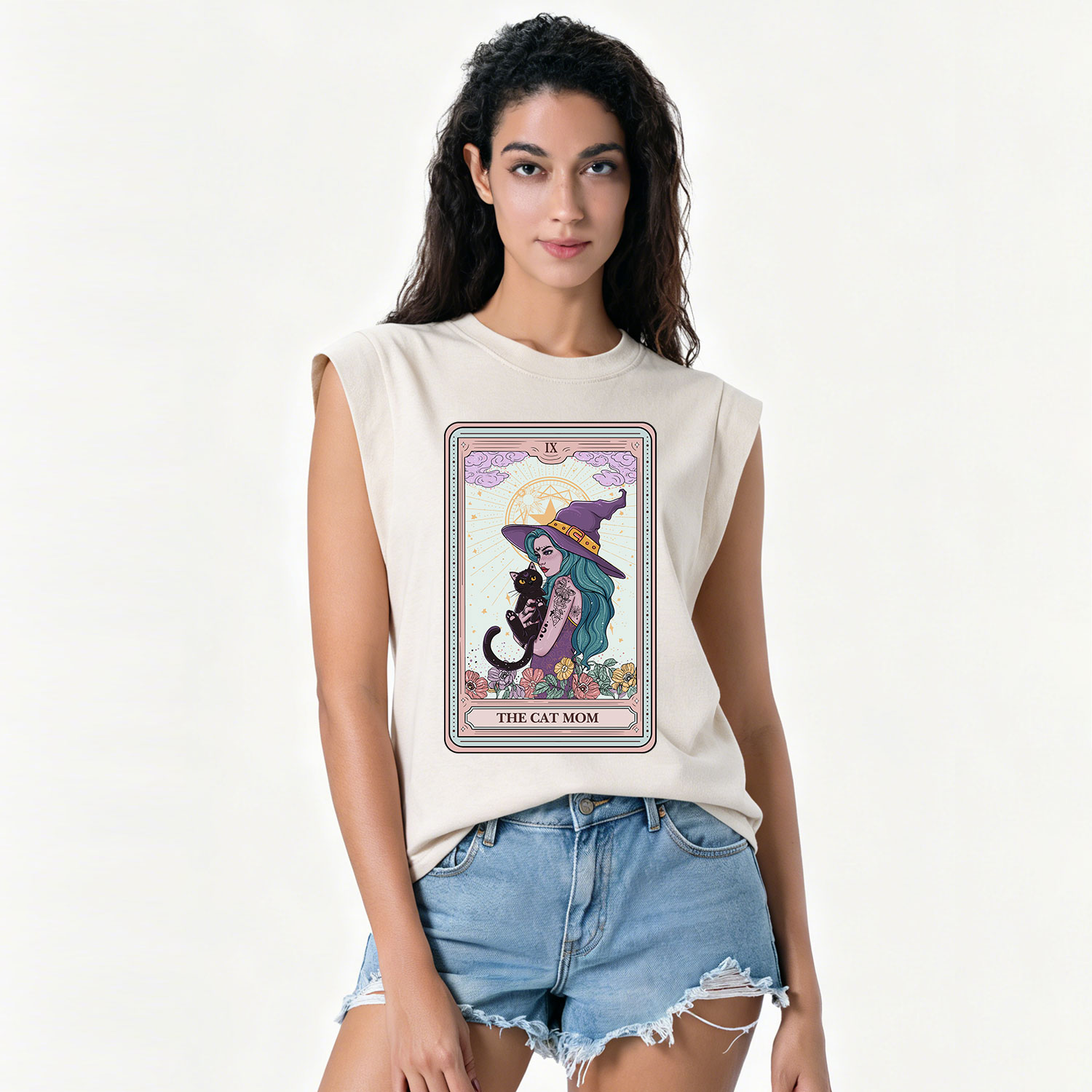 Purplehecate The Gothic Cat Mom Tarot Vintage Washed Tank