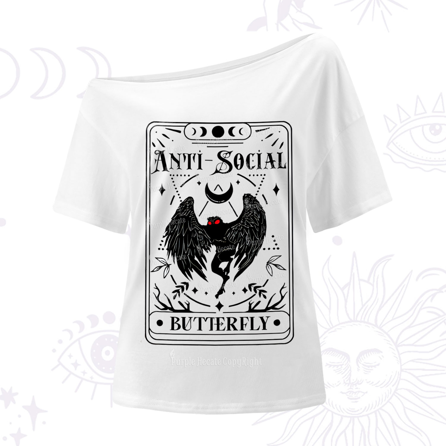 Purplehecate The Antisocial Butterfly Oracle Card One Shoulder T-Shirt