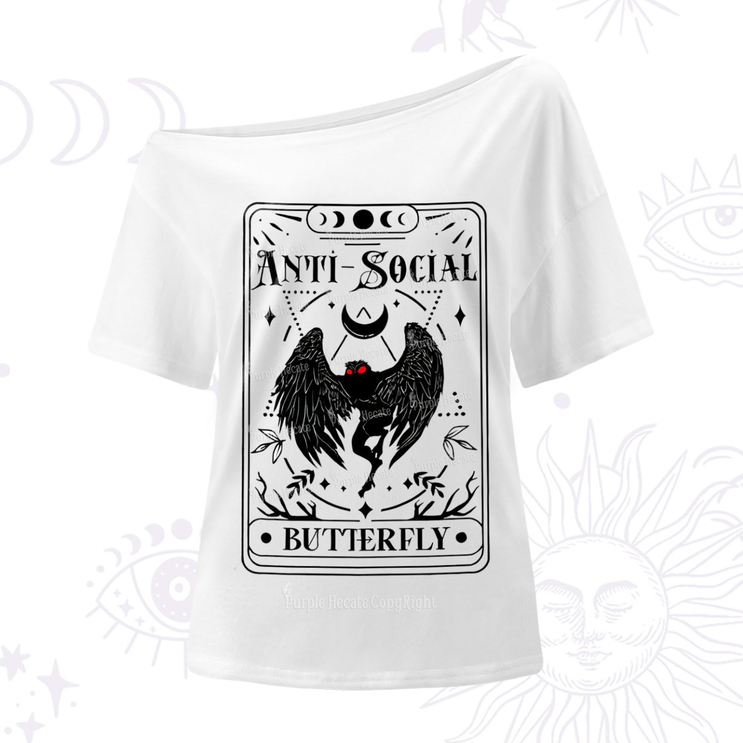 Purplehecate The Antisocial Butterfly Oracle Card One Shoulder T-Shirt