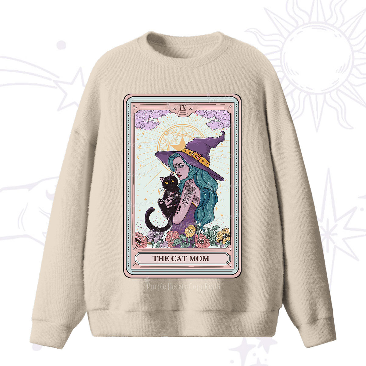 Purplehecate The Gothic Cat Mom Tarot Fuzzy Ugly Sweater