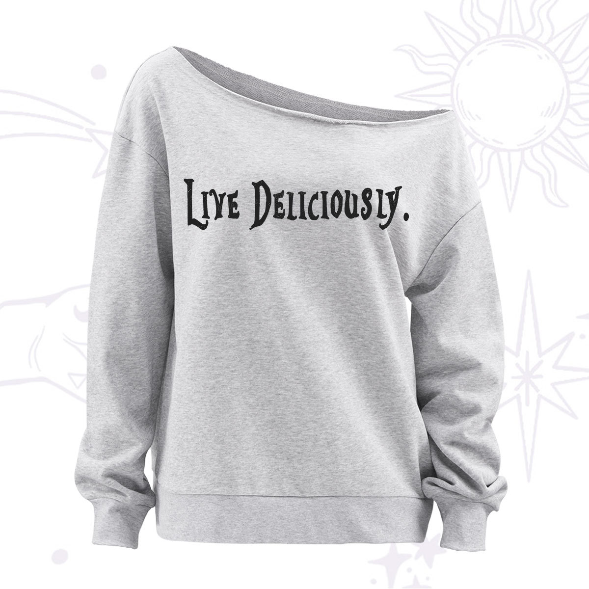 Purplehecate Live Deliciously Off The Shoulder Sweatshirt