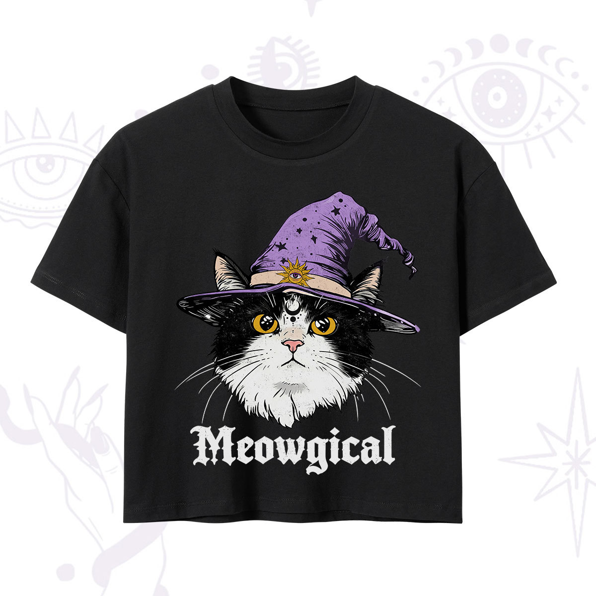 Purplehecate Meowgical Witch Cat Crop T-Shirt