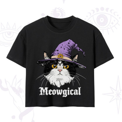 Purplehecate Meowgical Witch Cat Crop T-Shirt