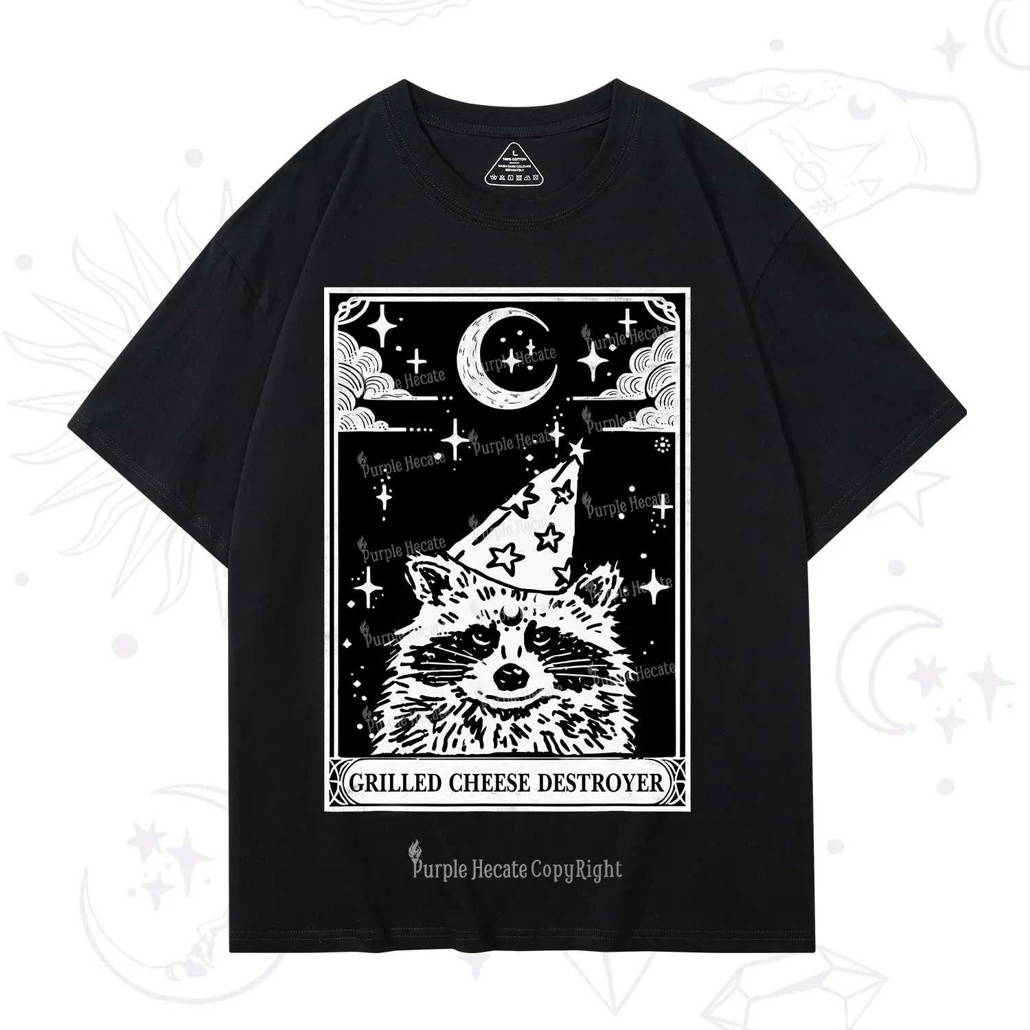 Purplehecate The Grilled Cheese Destroyer Tarot Raccoon T-Shirt