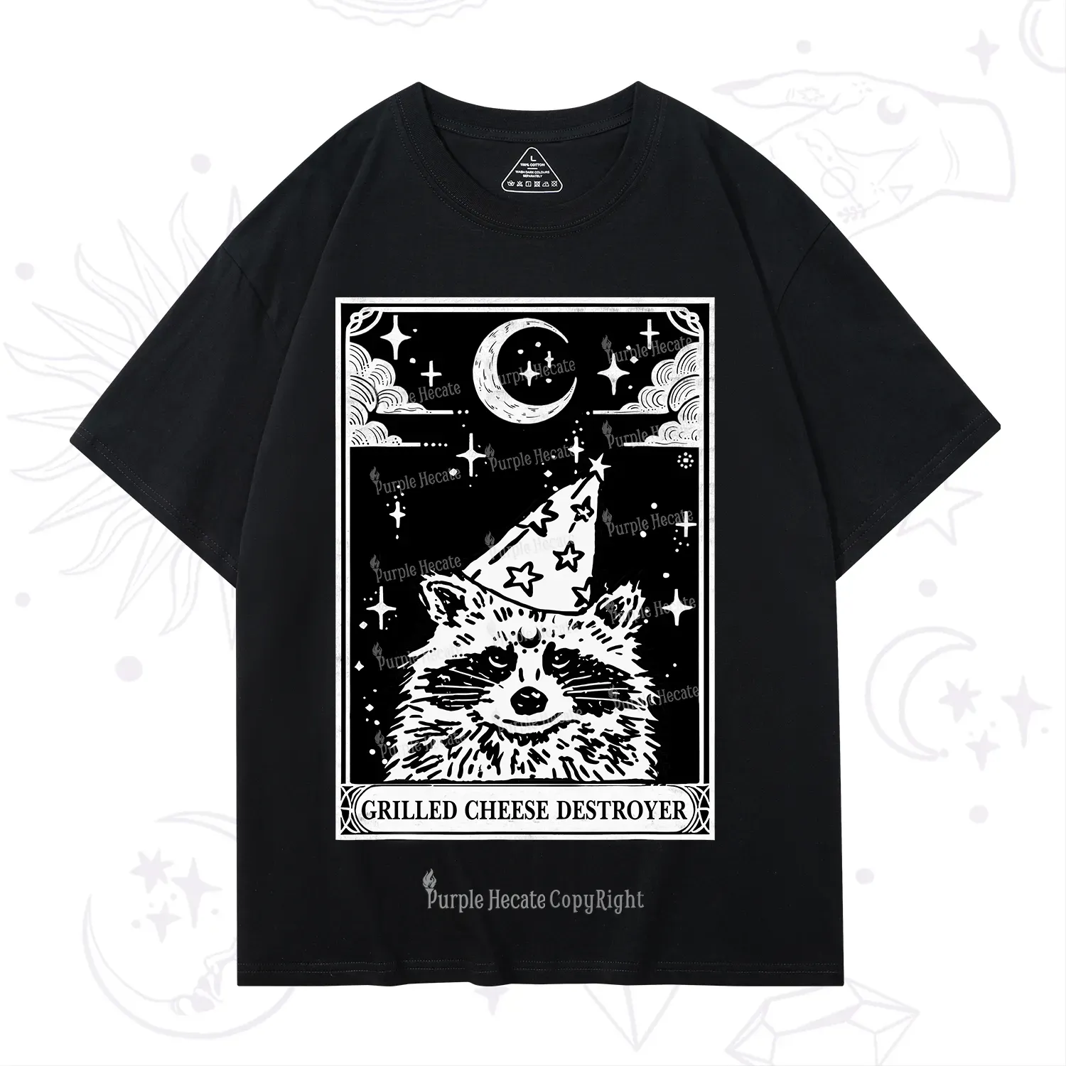 Purplehecate The Grilled Cheese Destroyer Tarot Raccoon T-Shirt