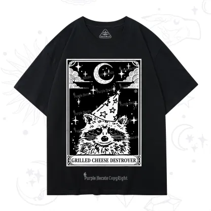 Purplehecate The Grilled Cheese Destroyer Tarot Raccoon T-Shirt