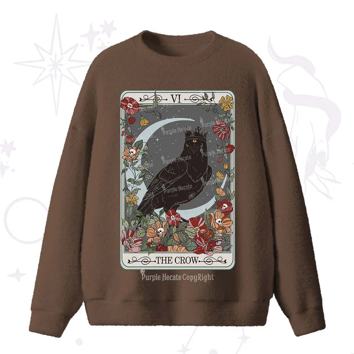 Purplehecate The Crow Tarot Card Fuzzy Ugly Sweater