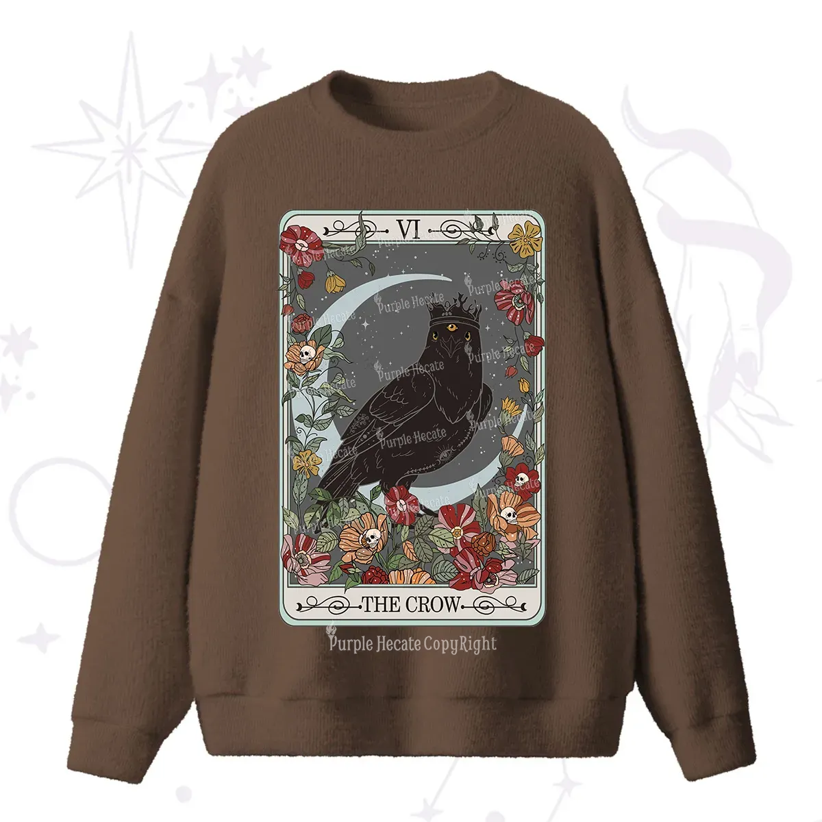 Purplehecate The Crow Tarot Card Fuzzy Ugly Sweater