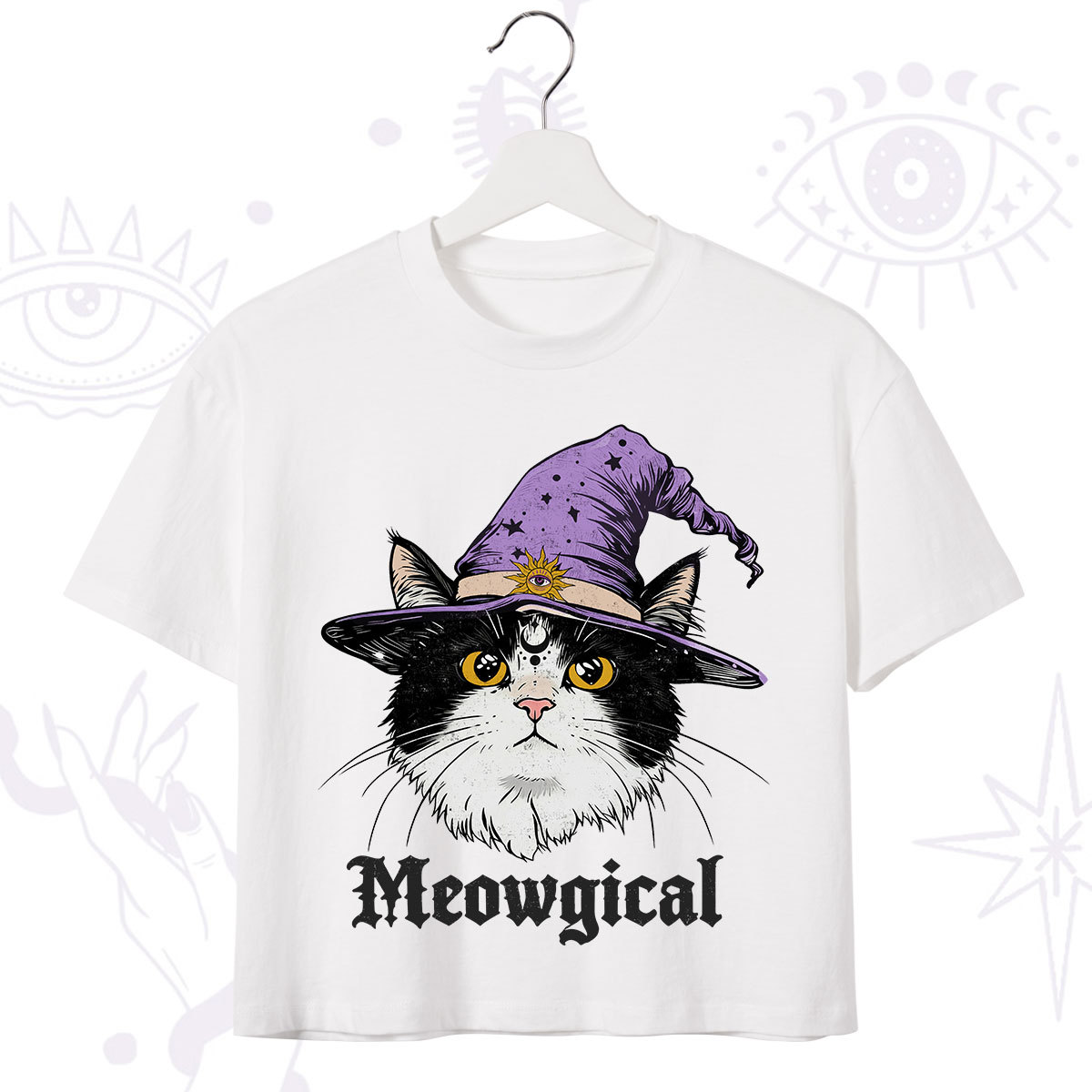 Purplehecate Meowgical Witch Cat Crop T-Shirt