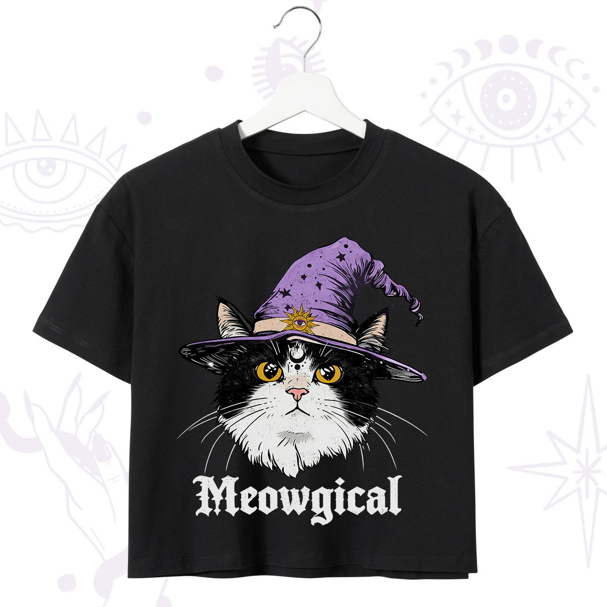 Purplehecate Meowgical Witch Cat Crop T-Shirt