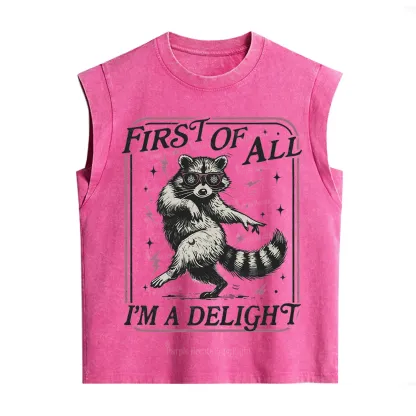 Purplehecate First Of All I'm A Delight Racoon Vintage Washed Tank