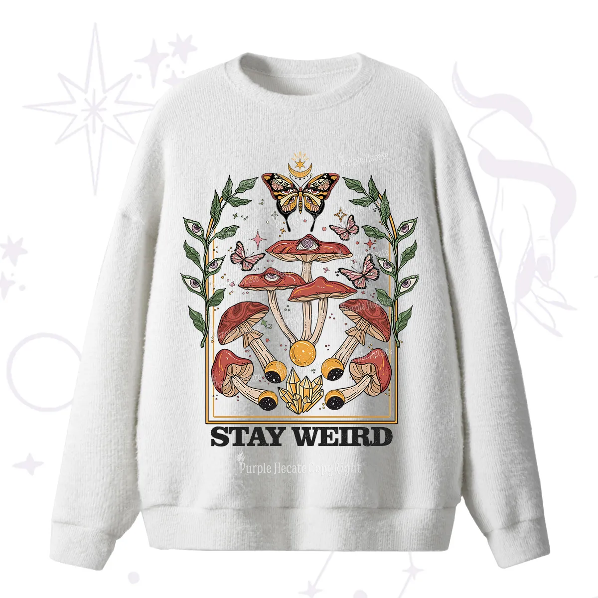 Purplehecate Stay Weird Fuzzy Ugly Sweater