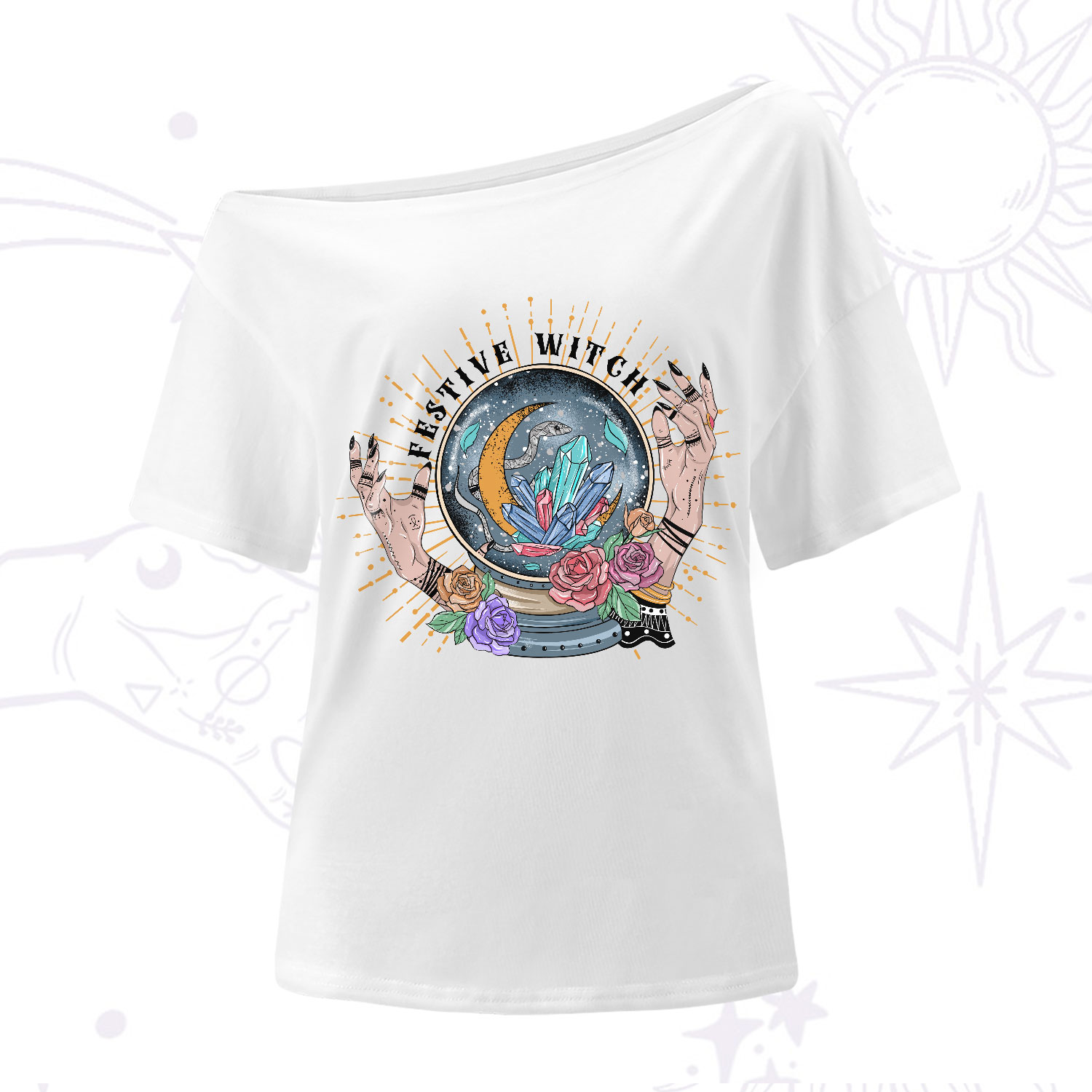Purplehecate Festive Witch One-Shoulder T-Shirt
