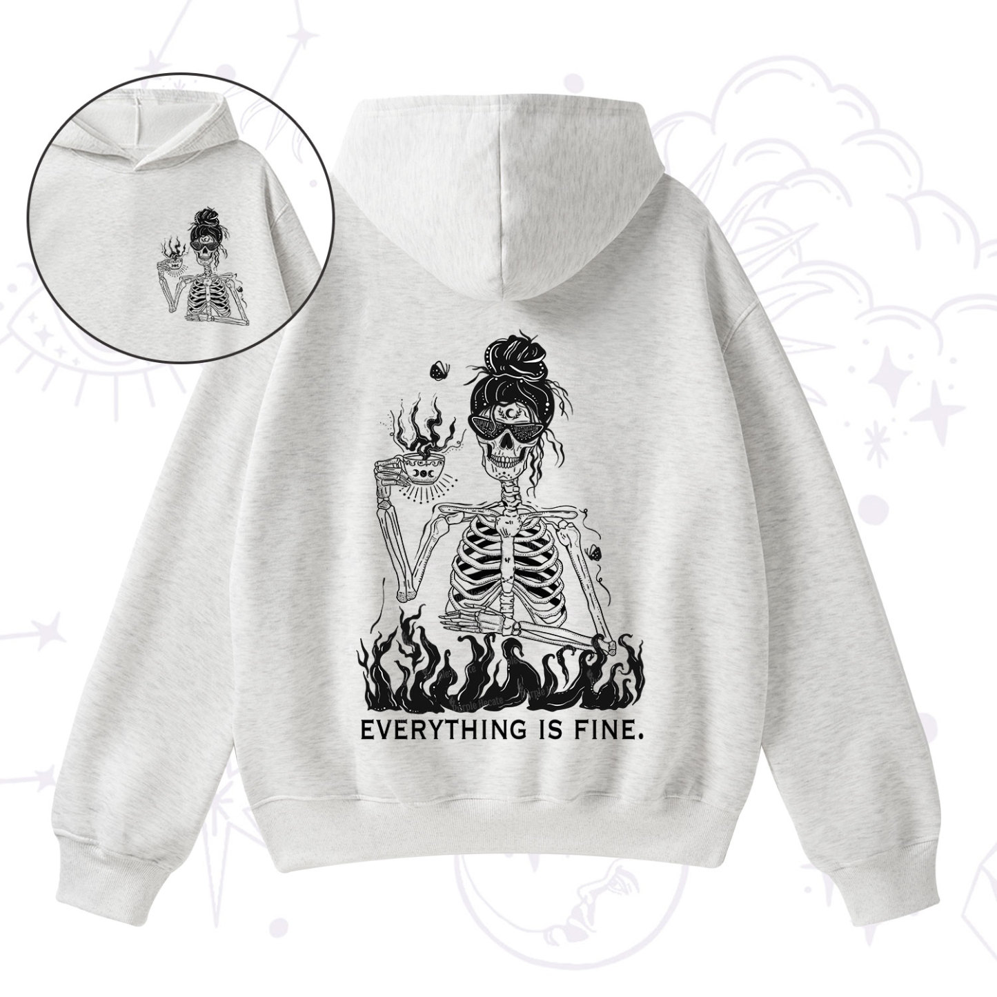 Purplehecate Everything Is Fine Fleece Hoodie Suit