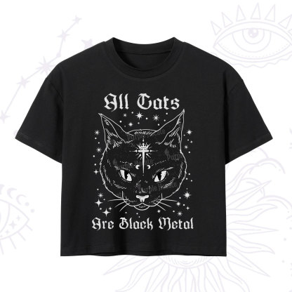 Purplehecate All Cats Are Black Metal Crop T-Shirt