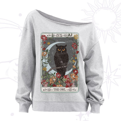 Purplehecate The Owl Tarot Off The Shoulder Sweatshirt