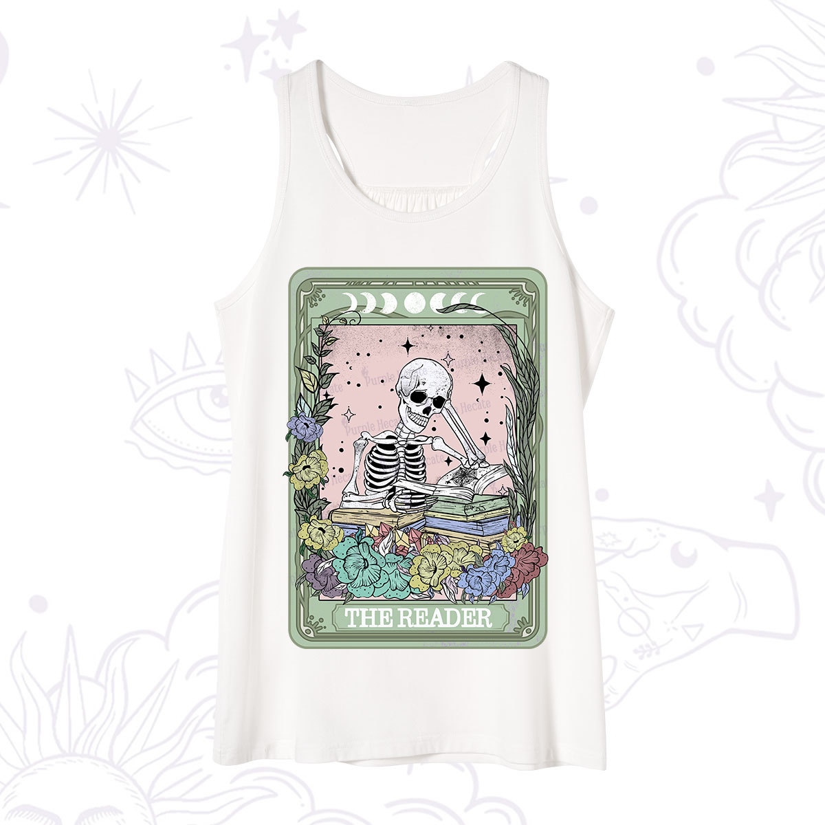 Purplehecate The Reader Bookworm Tarot Skeleton Tank