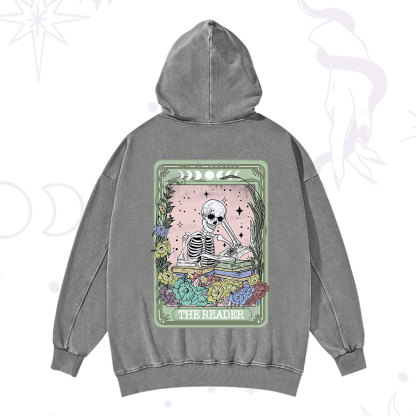 Purplehecate The Reader Bookworm Tarot Skeleton Washed Hoodie