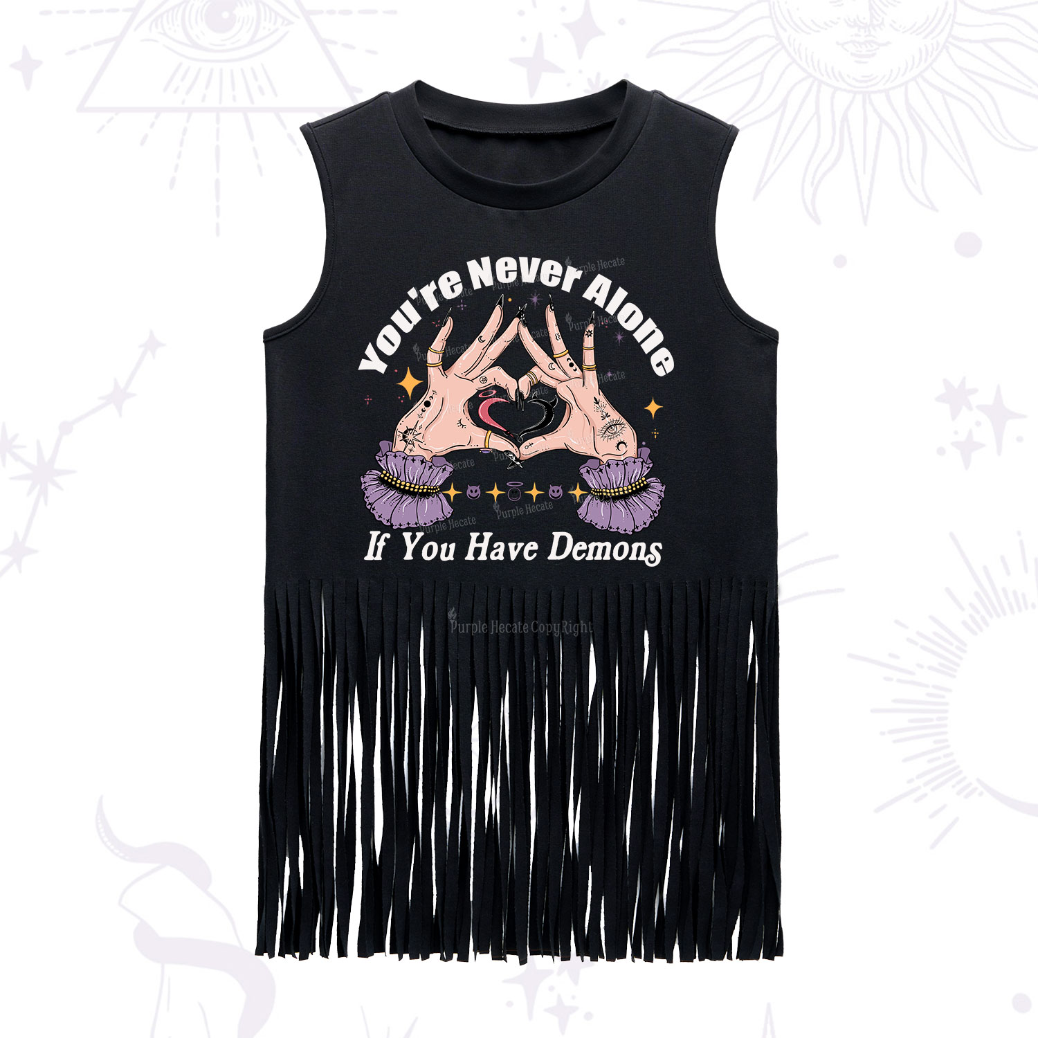 Purplehecate You're Never Alone If You Have Demons Fringe Tank Top
